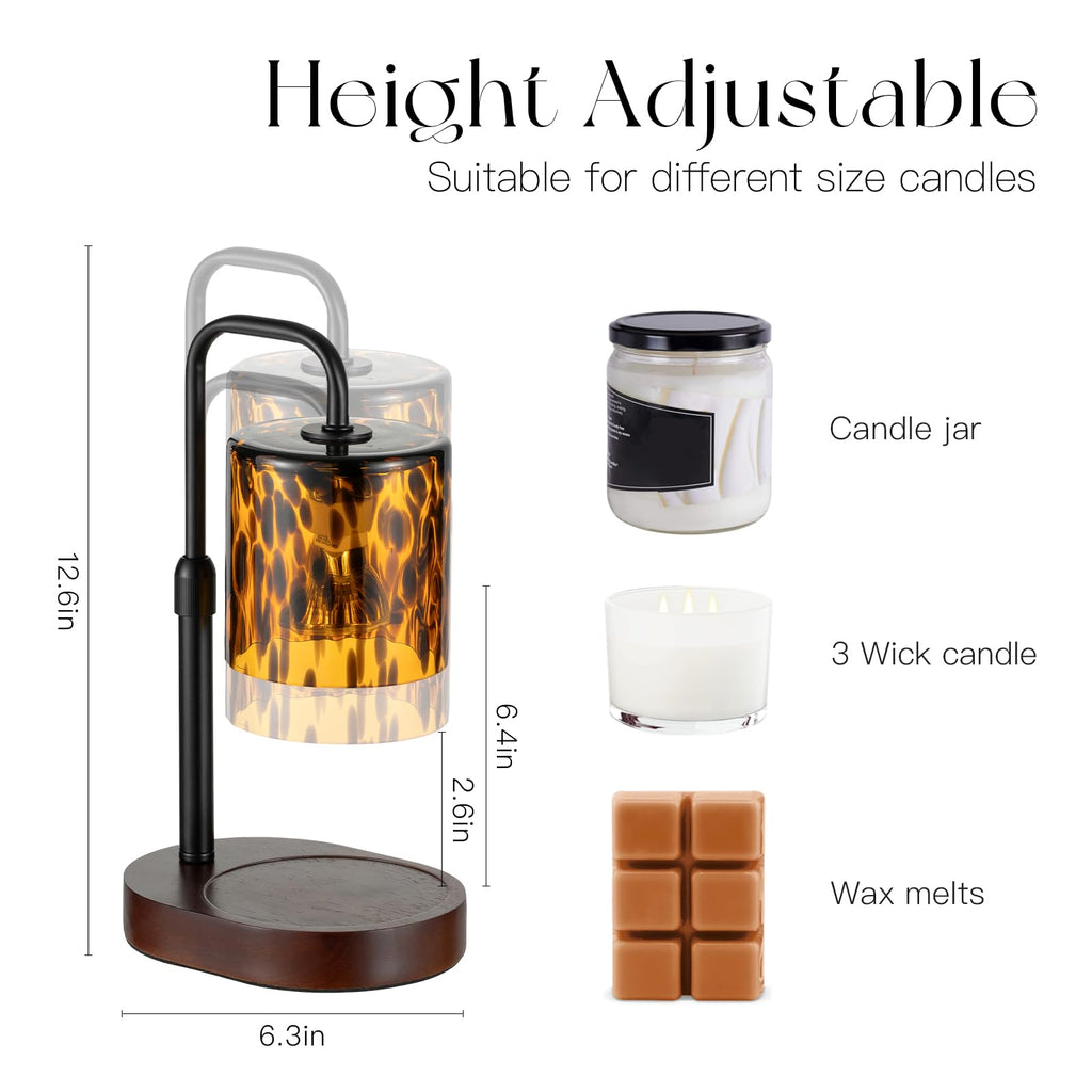 Candle Warmer Lamp with Timer, Tortoise Shell Glass Shade