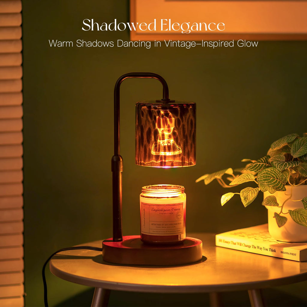 Candle Warmer Lamp with Timer, Tortoise Shell Glass Shade